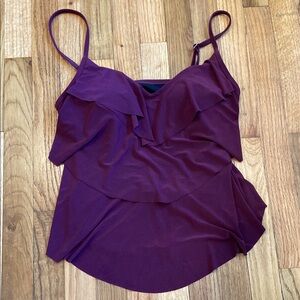 Aqua Green Purple Ruffled Asymmetrical Camisole